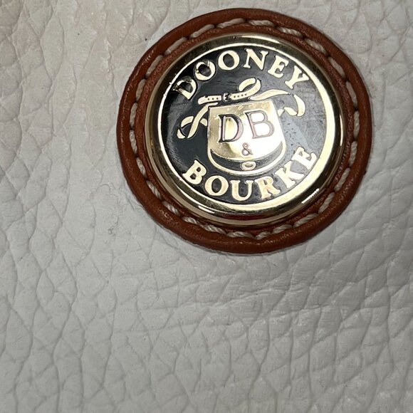 Dooney & Bourke Leather Purse Handbag Satchel Pebble Grain Domed White Tan Trim - Picture 6 of 16